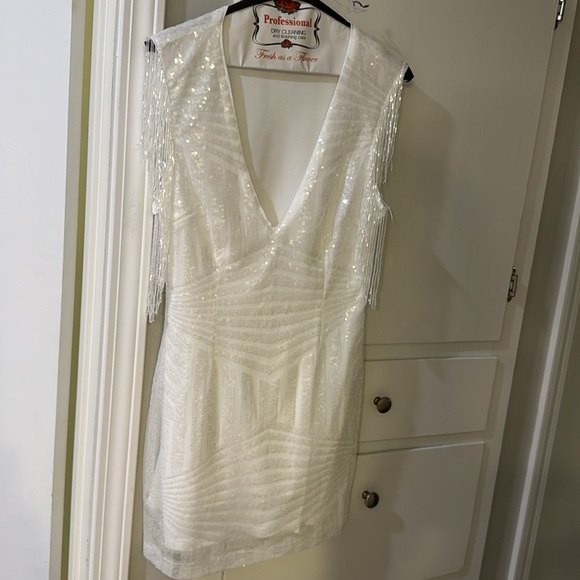 Superdown Carly Fringe Mini Dress in White - Picture 6 of 11